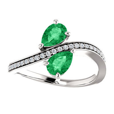 Pear Shaped Emerald and Diamond 