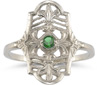 Vintage Fleur-de-Lis Emerald Ring in .925 Sterling Silver