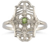 Vintage Fleur-de-Lis Peridot Ring in .925 Sterling Silver