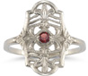 Vintage Fleur-de-Lis Ruby Ring in 14K White Gold
