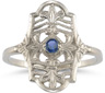 Vintage Fleur-de-Lis Sapphire Ring in .925 Sterling Silver