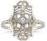 Vintage Fleur-de-Lis Diamond Ring in 14K White Gold