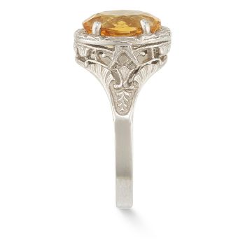 Victorian Floral Oval Citrine Ring in .925 Sterling Silver 2