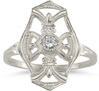 Vintage Diamond Cross Fleur-de-Lis Ring in 14K White Gold