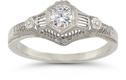 Platinum 1/4 Carat Vintage Floral Diamond Engagement Ring