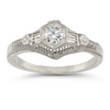 Vintage Floral Diamond Ring in 14K White Gold