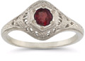 Antique-Style Garnet Ring in .925 Sterling Silver