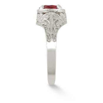 Victorian Floral Garnet Ring in .925 Sterling Silver 2