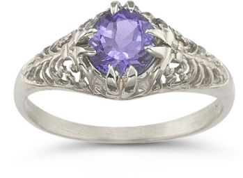 Mythical Amethyst Gemstone Ring in 14K White Gold 4