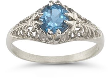 Mythical Blue Topaz Ring in 14K White Gold 4
