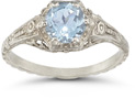 Vintage Floral Blue Topaz Ring