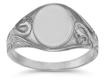 Welsh Dragon Signet Ring in 14K White Gold 4