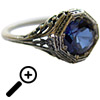 Vintage Octagonal Floral Blue Sapphire CZ Ring in Sterling Silver