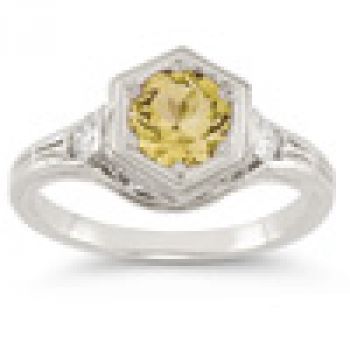 Roman Art Deco Citrine and Diamond Ring 3