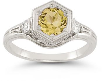 Roman Art Deco Citrine and Diamond Ring 2