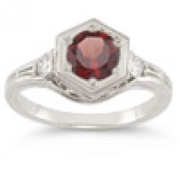 Roman Art Deco Garnet and Diamond Ring 3