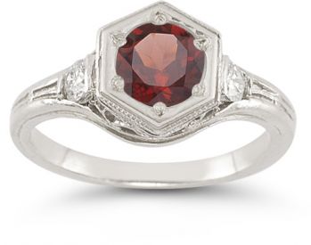 Roman Art Deco Garnet and Diamond Ring 2