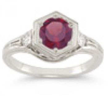 Roman Art Deco Rhodolite Garnet and Diamond Ring 3