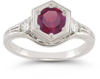 Roman Art Deco Rhodolite Garnet and Diamond Ring 2