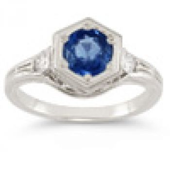 Roman Art Deco Sapphire and Diamond Ring 3