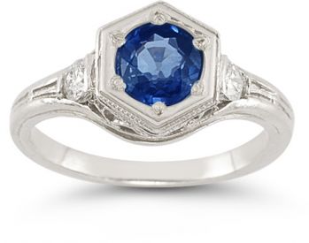 Roman Art Deco Sapphire and Diamond Ring 2