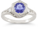 Roman Art Deco Tanzanite and Diamond Ring