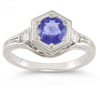 Roman Art Deco Tanzanite and Diamond Ring 3