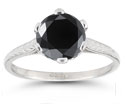 Sterling Silver Vintage Floral Black Diamond Ring