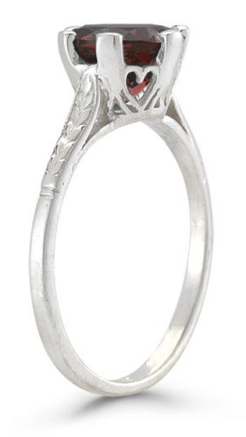 Sterling Silver Vintage Floral Garnet Ring 2