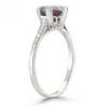 Vintage Leaf Pink Topaz Ring in 14K White Gold 3