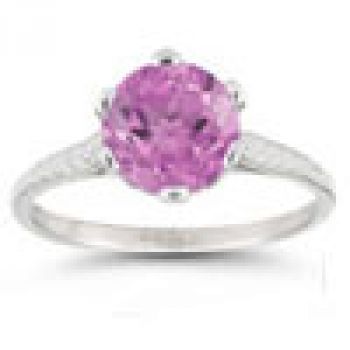 Vintage Leaf Pink Topaz Ring in 14K White Gold 5