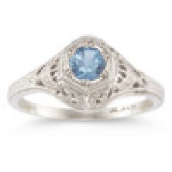 Antique-Style Blue Topaz Wedding Ring Set 7