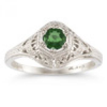 Antique-Style Emerald Wedding Ring Set 7