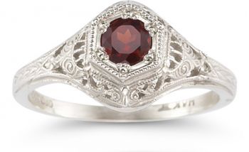 Antique-Style Ruby Wedding Ring Set 6