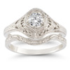 Antiqued Engagement Ring Set in Sterling Silver