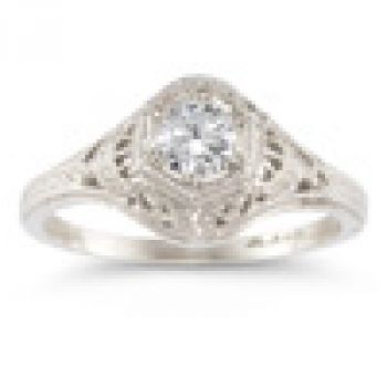 1800s Antique-Style 1/2 Carat Diamond Bridal Engagement Wedding Ring Set 2