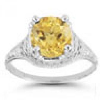 Antique-Style Floral Citrine Ring in Sterling Silver 5