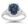 Antique-Style Floral London Blue Topaz Ring