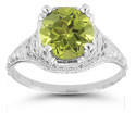 Antique-Style Floral Peridot Ring in Sterling Silver