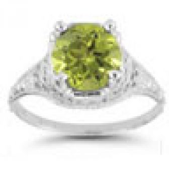 Antique-Style Floral Peridot Ring in Sterling Silver 5