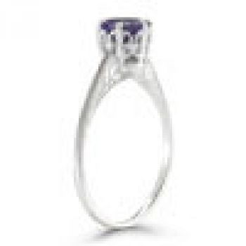 Vintage Prong-Set Amethyst Ring in 14K White Gold 3