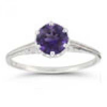 Vintage Prong-Set Amethyst Ring in 14K White Gold 5