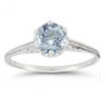 Vintage Prong-Set Aquamarine Ring in 14K White Gold 5