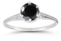 Vintage Pront-Set Black Diamond Ring in 14K White Gold