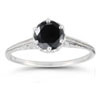Vintage Prong-Set Black Diamond Ring