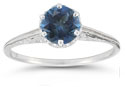 Vintage Prong-Set London Blue Topaz Ring in Sterling Silver