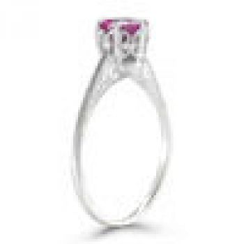 Vintage Prong-Set Pink Topaz Ring in 14K White Gold 3