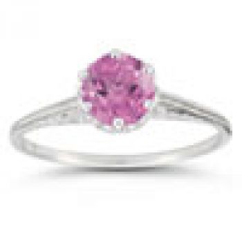 Vintage Prong-Set Pink Topaz Ring in 14K White Gold 5