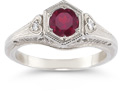 Rhodolite Garnet and Diamond Heart Ring