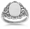Vintage Paisley Signet Ring in Sterling Silver
